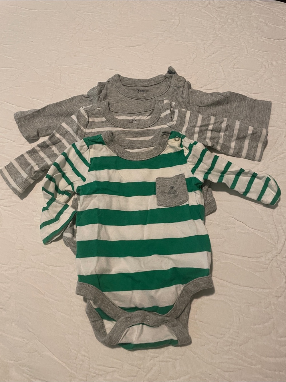 GAP Green & White Striped One-Piece Bodysuit Set